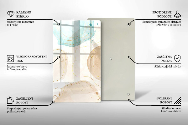 Zaščitna steklena plošča za štedilnik Boho lise in zlato