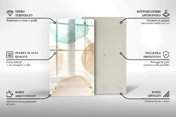 Zaščitna steklena plošča za štedilnik Boho lise in zlato