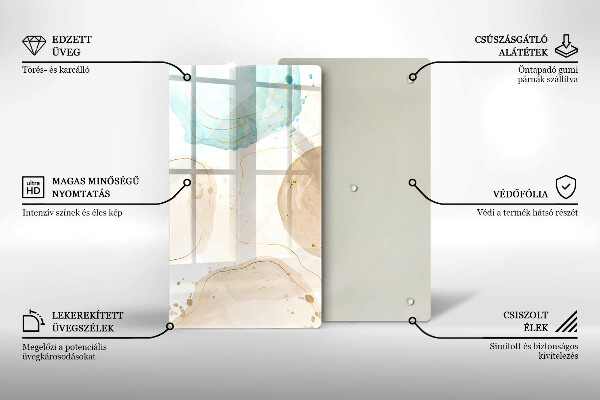 Zaščitna steklena plošča za štedilnik Boho lise in zlato