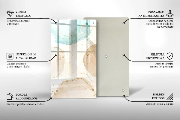 Zaščitna steklena plošča za štedilnik Boho lise in zlato