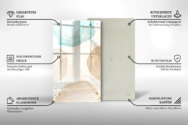 Zaščitna steklena plošča za štedilnik Boho lise in zlato