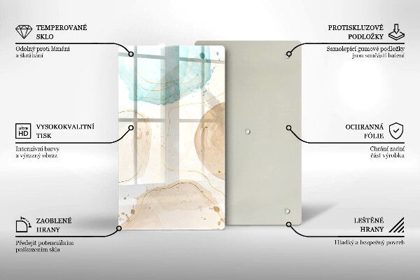 Zaščitna steklena plošča za štedilnik Boho lise in zlato