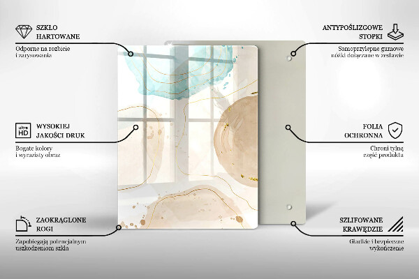 Zaščitna steklena plošča za štedilnik Boho lise in zlato