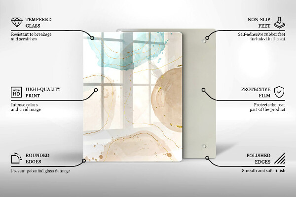 Zaščitna steklena plošča za štedilnik Boho lise in zlato