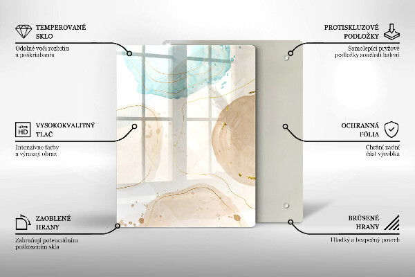 Zaščitna steklena plošča za štedilnik Boho lise in zlato