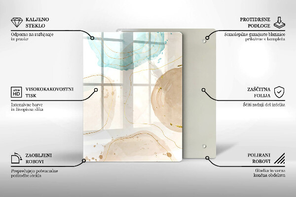 Zaščitna steklena plošča za štedilnik Boho lise in zlato