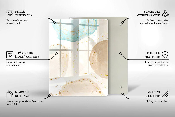 Zaščitna steklena plošča za štedilnik Boho lise in zlato