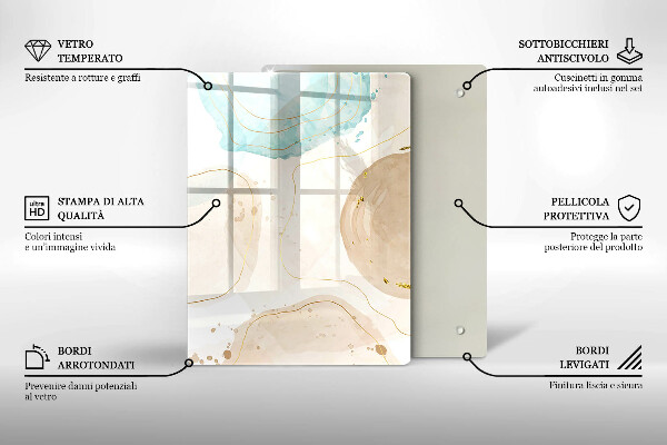 Zaščitna steklena plošča za štedilnik Boho lise in zlato