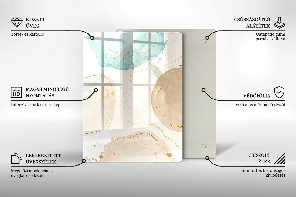 Zaščitna steklena plošča za štedilnik Boho lise in zlato