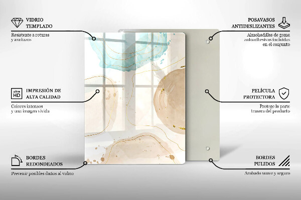 Zaščitna steklena plošča za štedilnik Boho lise in zlato