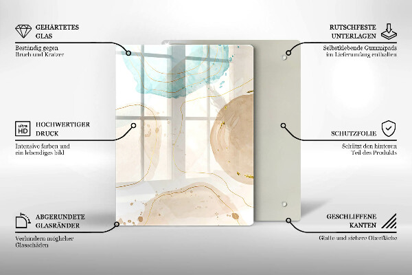 Zaščitna steklena plošča za štedilnik Boho lise in zlato