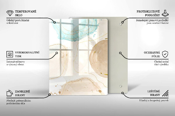 Zaščitna steklena plošča za štedilnik Boho lise in zlato