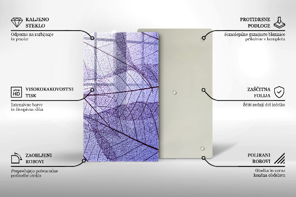 Zaščitna steklena plošča za štedilnik Listi z žilami