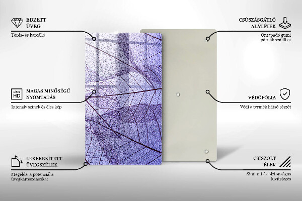 Zaščitna steklena plošča za štedilnik Listi z žilami