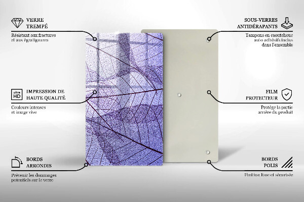 Zaščitna steklena plošča za štedilnik Listi z žilami