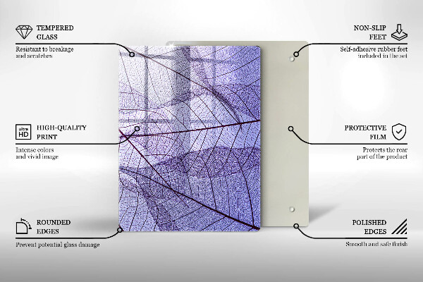 Zaščitna steklena plošča za štedilnik Listi z žilami