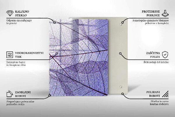Zaščitna steklena plošča za štedilnik Listi z žilami