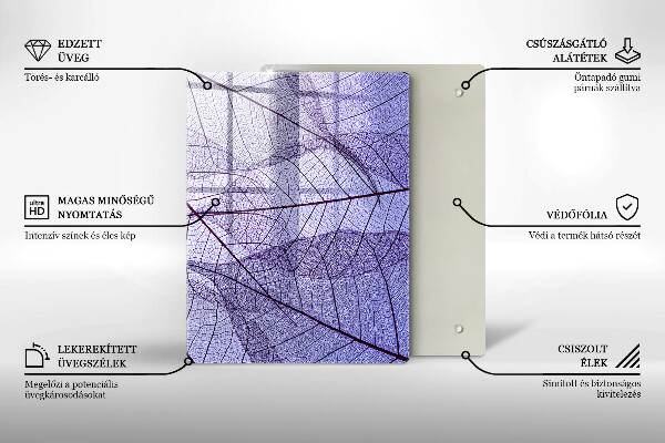 Zaščitna steklena plošča za štedilnik Listi z žilami