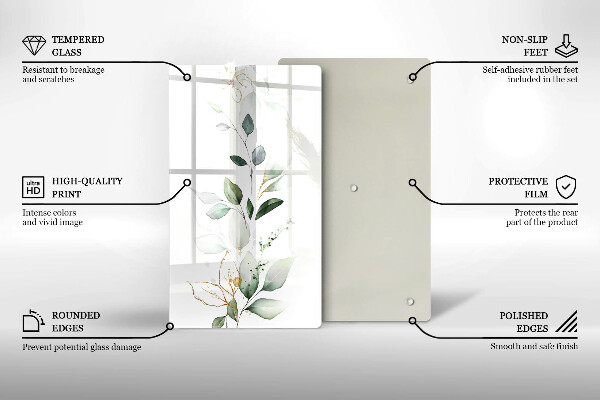 Zaščitna steklena plošča za štedilnik Akvarelni listi