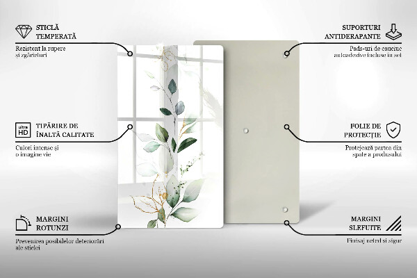 Zaščitna steklena plošča za štedilnik Akvarelni listi