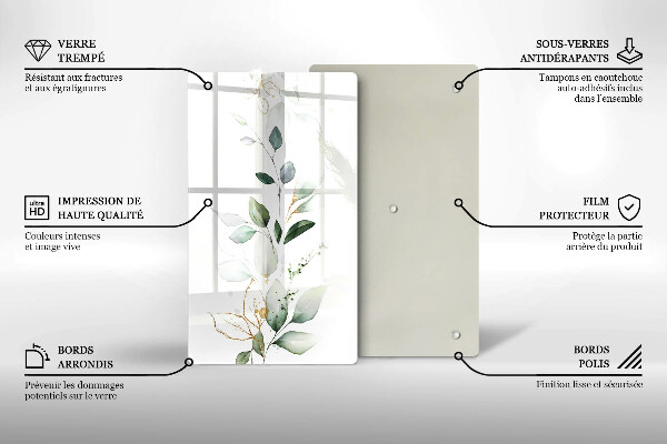 Zaščitna steklena plošča za štedilnik Akvarelni listi