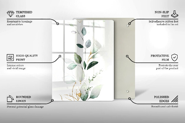 Zaščitna steklena plošča za štedilnik Akvarelni listi