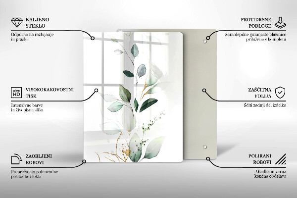 Zaščitna steklena plošča za štedilnik Akvarelni listi