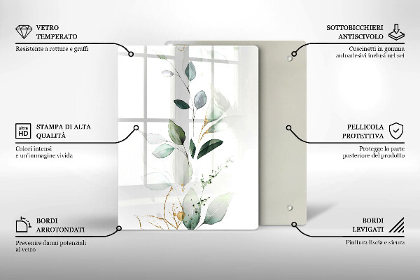 Zaščitna steklena plošča za štedilnik Akvarelni listi