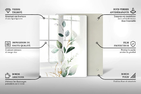 Zaščitna steklena plošča za štedilnik Akvarelni listi