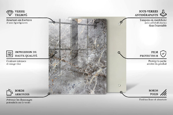 Zaščitna steklena plošča za štedilnik Kamnita tekstura