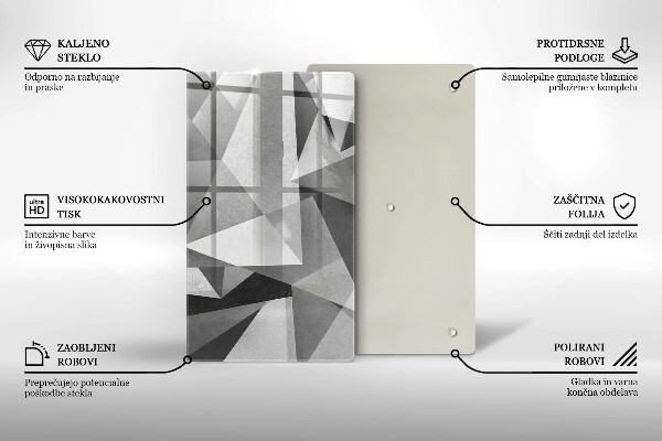 Zaščitna steklena plošča za štedilnik Konkretna ostra abstrakcija