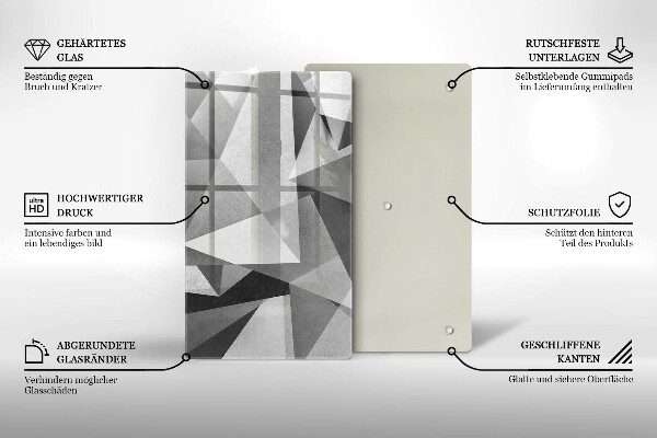 Zaščitna steklena plošča za štedilnik Konkretna ostra abstrakcija