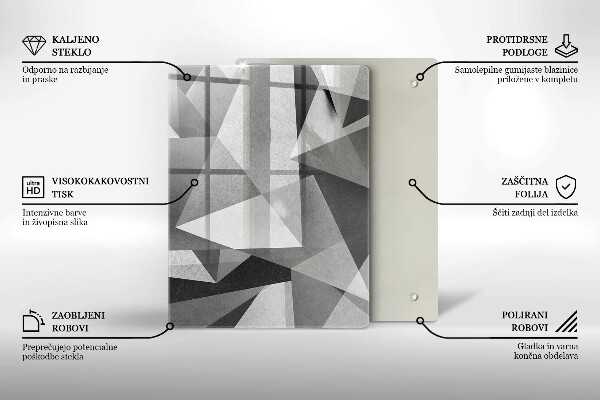 Zaščitna steklena plošča za štedilnik Konkretna ostra abstrakcija