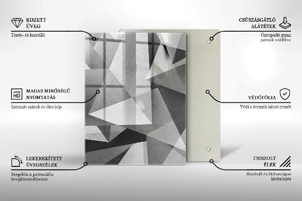 Zaščitna steklena plošča za štedilnik Konkretna ostra abstrakcija