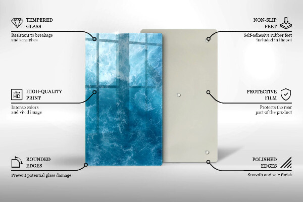 Zaščitna steklena plošča za štedilnik Modra voda