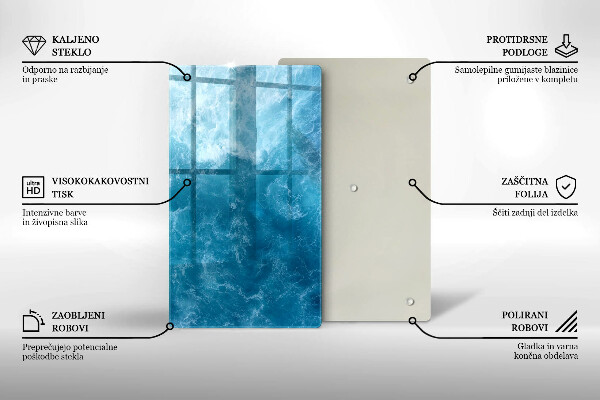 Zaščitna steklena plošča za štedilnik Modra voda