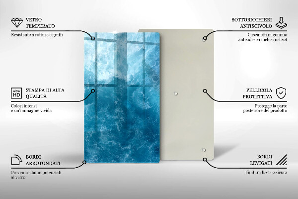 Zaščitna steklena plošča za štedilnik Modra voda