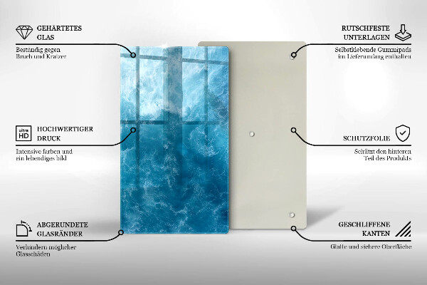 Zaščitna steklena plošča za štedilnik Modra voda