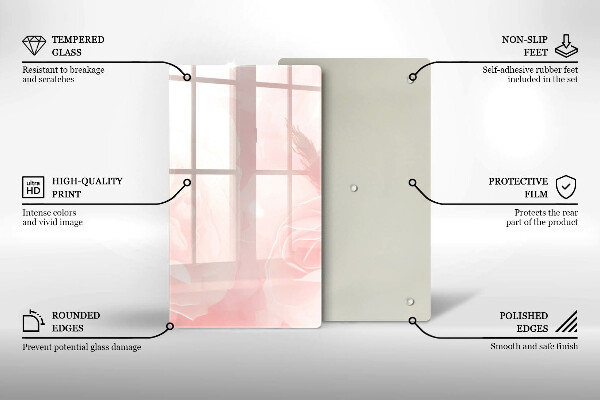 Zaščitna steklena plošča za štedilnik Ozadje pastelnih vrtnic