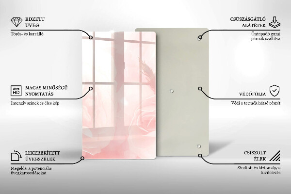 Zaščitna steklena plošča za štedilnik Ozadje pastelnih vrtnic