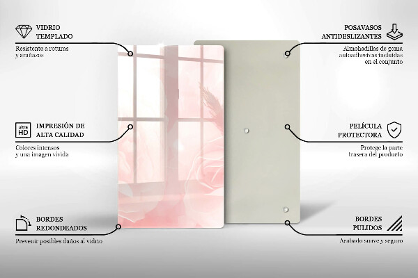Zaščitna steklena plošča za štedilnik Ozadje pastelnih vrtnic