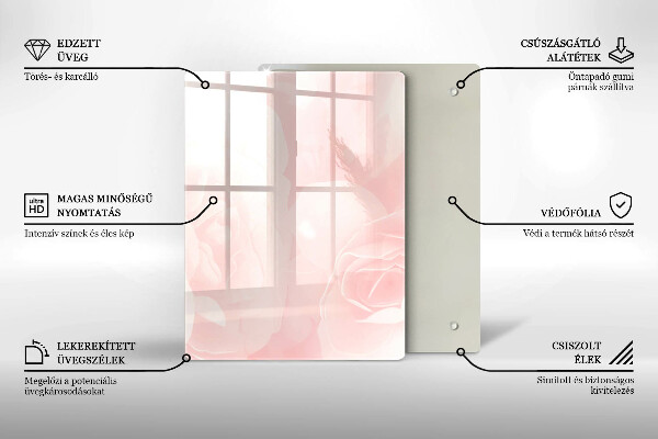 Zaščitna steklena plošča za štedilnik Ozadje pastelnih vrtnic