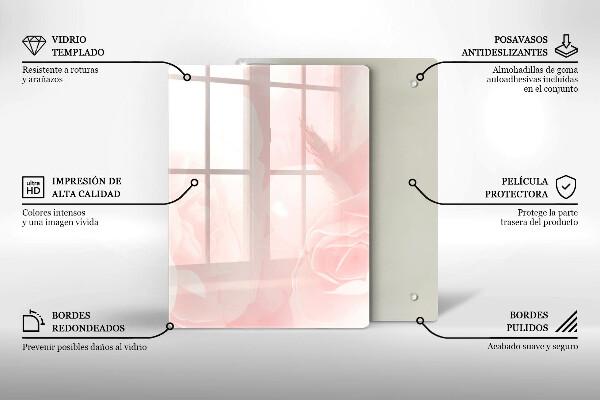 Zaščitna steklena plošča za štedilnik Ozadje pastelnih vrtnic
