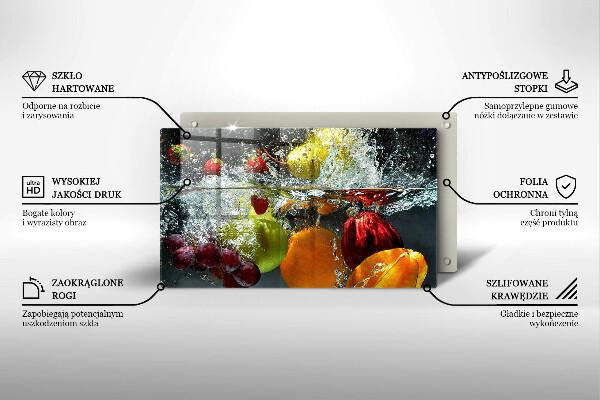 Zaščitna plošča za štedilnik Sočno sadje v vodi