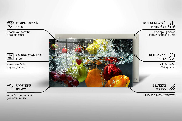 Zaščitna plošča za štedilnik Sočno sadje v vodi