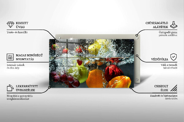 Zaščitna plošča za štedilnik Sočno sadje v vodi