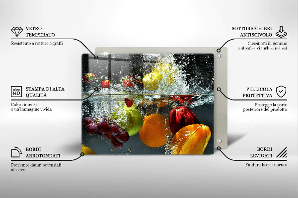 Zaščitna plošča za štedilnik Sočno sadje v vodi