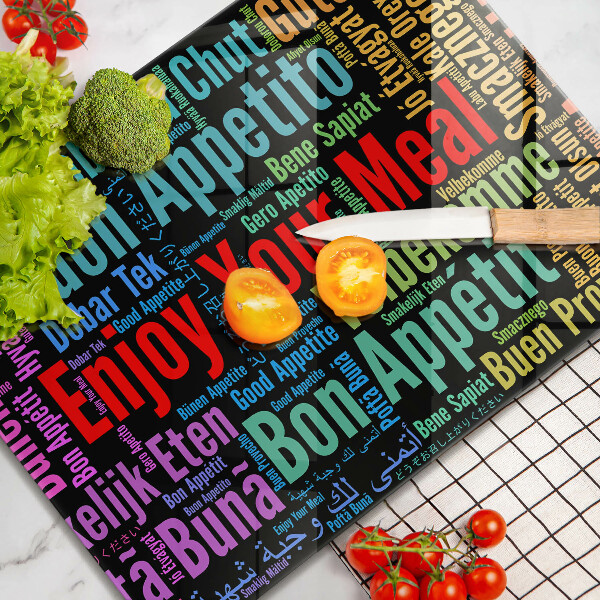 Zaščitna plošča za štedilnik Podnapisi Bon appetit jeziki