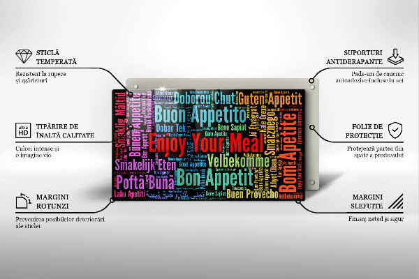 Zaščitna plošča za štedilnik Podnapisi Bon appetit jeziki