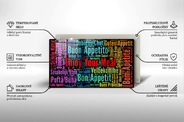 Zaščitna plošča za štedilnik Podnapisi Bon appetit jeziki
